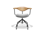Elsa Timber Office Chair - Light Grey Fabric