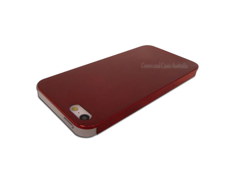 Red Brushed Metal Back Case for Apple iPhone 5 5S or SE 1st Gen