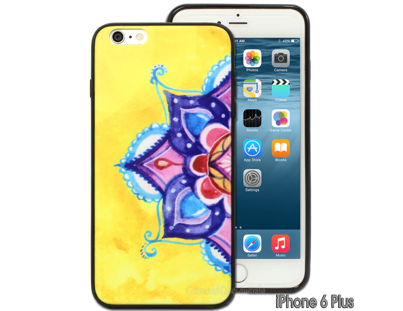 Yellow Half Mandala Hard Back Case for iPhone 6 Plus 6S Plus Cover