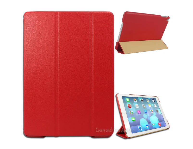 Faux Leather Magnetic Smart Case for Apple iPad Air 1 - Red