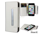White Magnetic Faux Leather Detachable Wallet Case for iPhone 5C