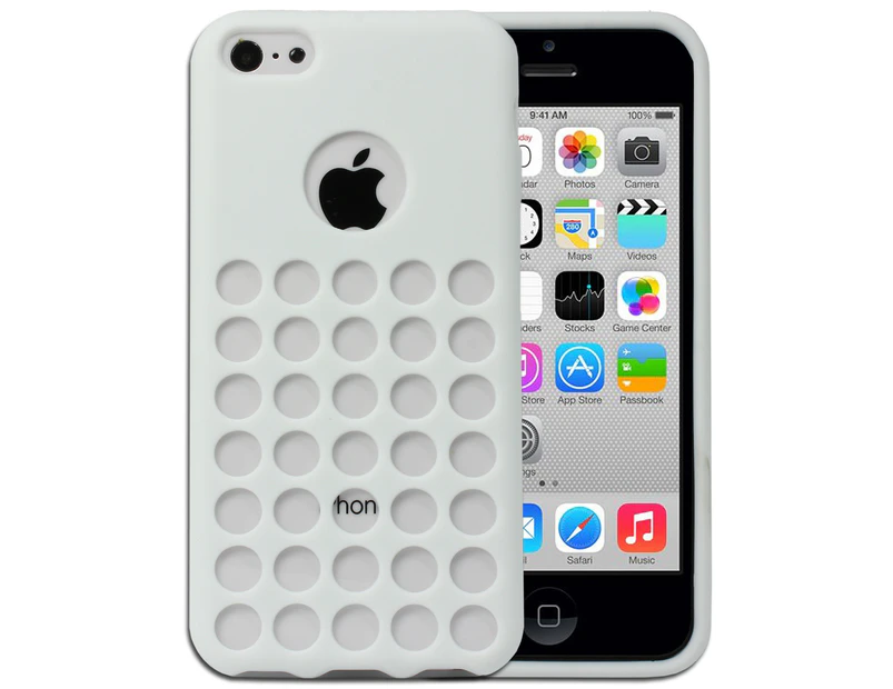Soft Silicone Coloured Hole Case for Apple iPhone 5c Cover - White