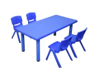 120x60cm Rectangle Blue Kid's Table and 4 Blue Chairs