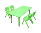 120x60cm Rectangle Green Kid's Table and 4 Green Chairs