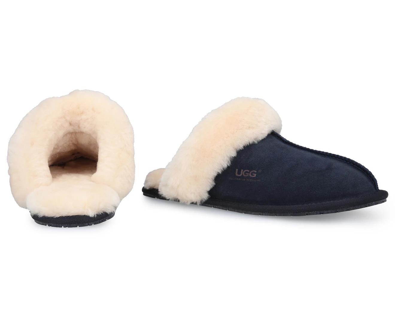 Australian Shepherd Ugg Unisex Rosa Sheepskin Slippers - Navy