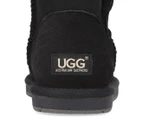 Australian Shepherd Ugg Unisex Short Button Sheepskin Boots - Black