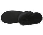 Australian Shepherd Ugg Unisex Short Button Sheepskin Boots - Black