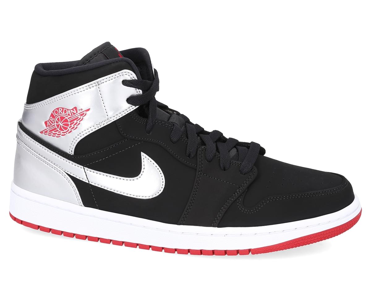 black silver and red jordan 1