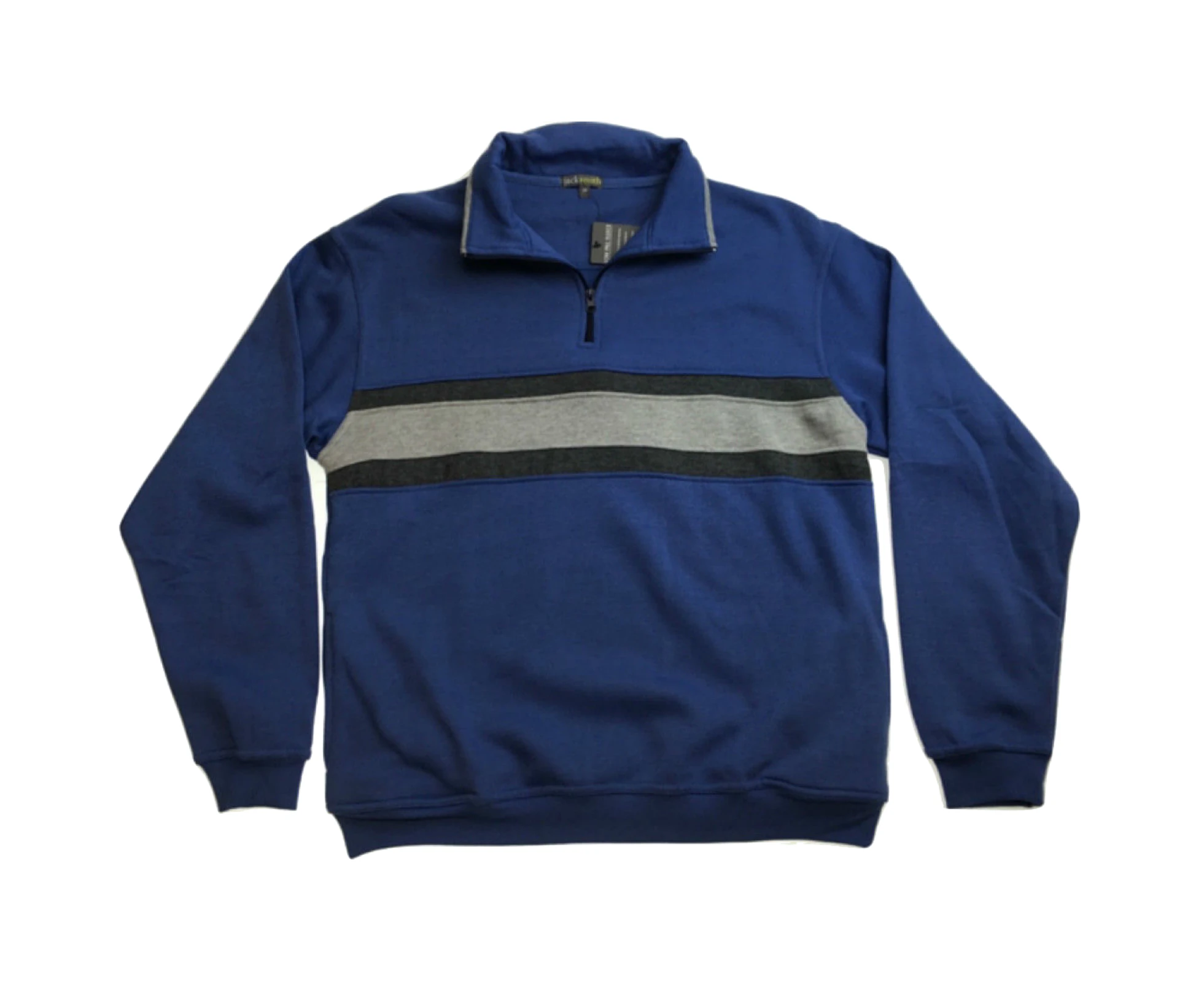 Mens Adult 1/4 Zip Jumper Sweater Pullover Basic Warm Winter Jacket Cotton - Blue