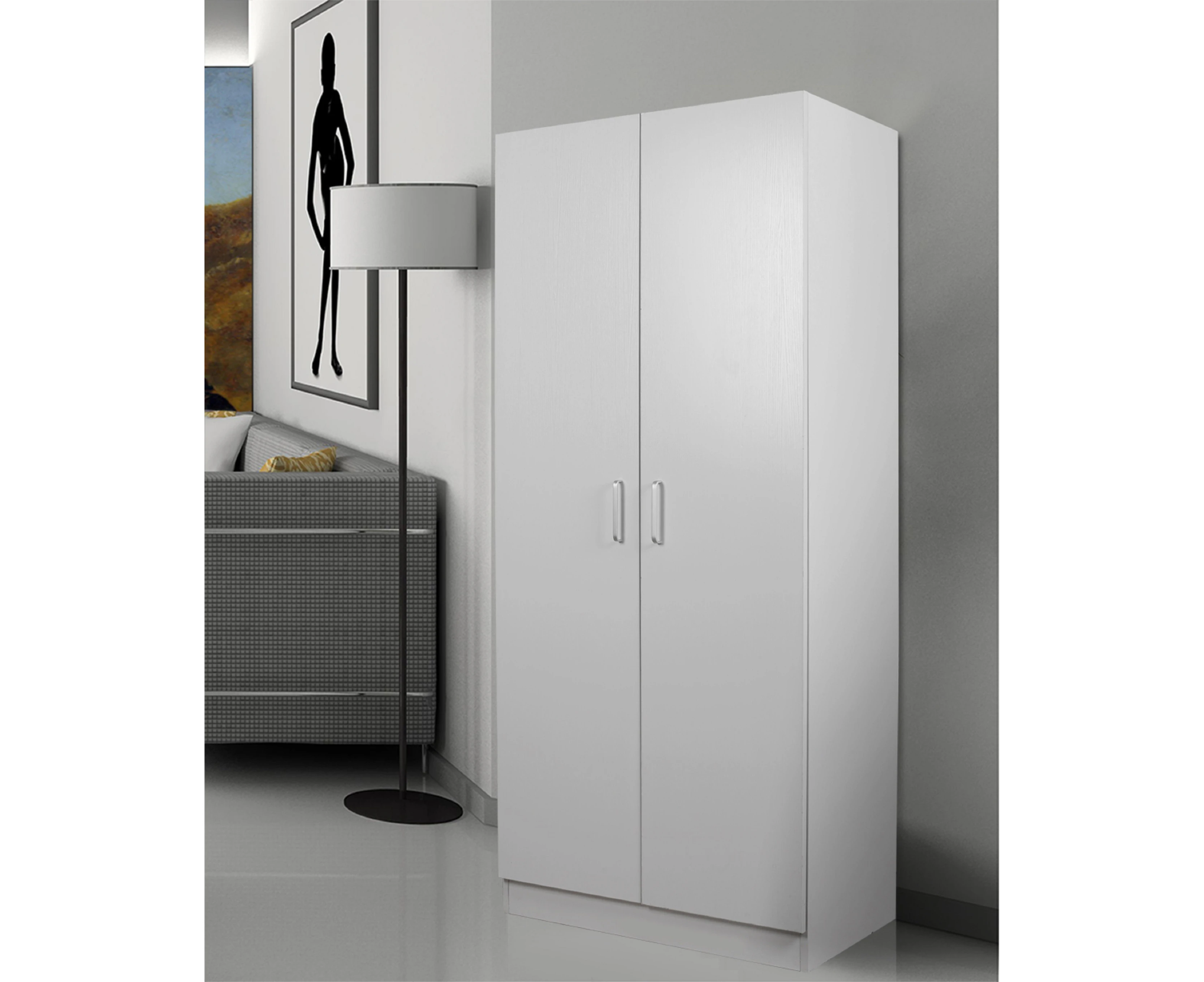 2 Door Combo Wardrobe - White