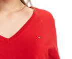 Tommy Hilfiger Women's Heritage V-Neck Sweater - Apple Red