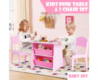 Kids Table and Chairs Set Study Desk Play Table Storage Activity Desk Toy Box Game Table with 2 Drawers