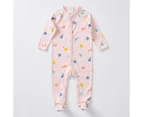 Baby Organic Cotton Fruit Print Coverall - Pink - Pink