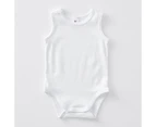 Baby Organic Cotton 3 Pack Sleeveless Bodysuits - White - White