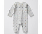 Baby Organic Cotton Bear Print Coverall - Grey - Grey