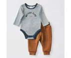 Target Baby 2 Piece Bodysuit and Trackpant Set - Blue/Tan - Multi