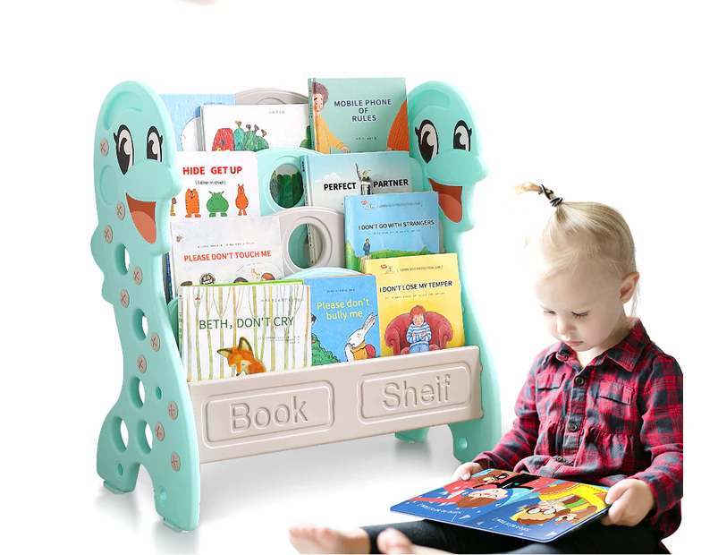 BoPeep Kids Bookshelf Bookcase Magazine Rack Organiser Shelf Children Storage - Pink