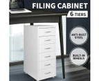 Steel Orgainer Metal File Cabinet With 6 Drawers Office Furniture AU Stock White