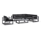 Santorini Package B In Charcoal With Denim Grey Cushions - Charcoal with Denim Grey - Outdoor Aluminium Lounges