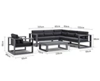 Santorini Package B In Charcoal With Denim Grey Cushions - Charcoal with Denim Grey - Outdoor Aluminium Lounges