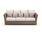 Coco 3 Seater - Huge 3 Seat Daybed In Outdoor Rattan Wicker - Outdoor Wicker Lounges - Brushed Wheat, Cream cushions