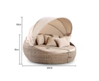 Outdoor Large Newport Outdoor Wicker Round Daybed With Canopy - Kimberly - Outdoor Daybeds - Brushed Wheat, Sand Cushion