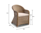 Outdoor Plantation Full Round Wicker Dining Arm Chair - Outdoor Wicker Chairs - Full Round Brushed Wheat Cream