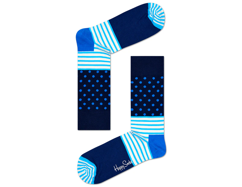 Happy Socks Men's Stripes & Dots Socks - Blue