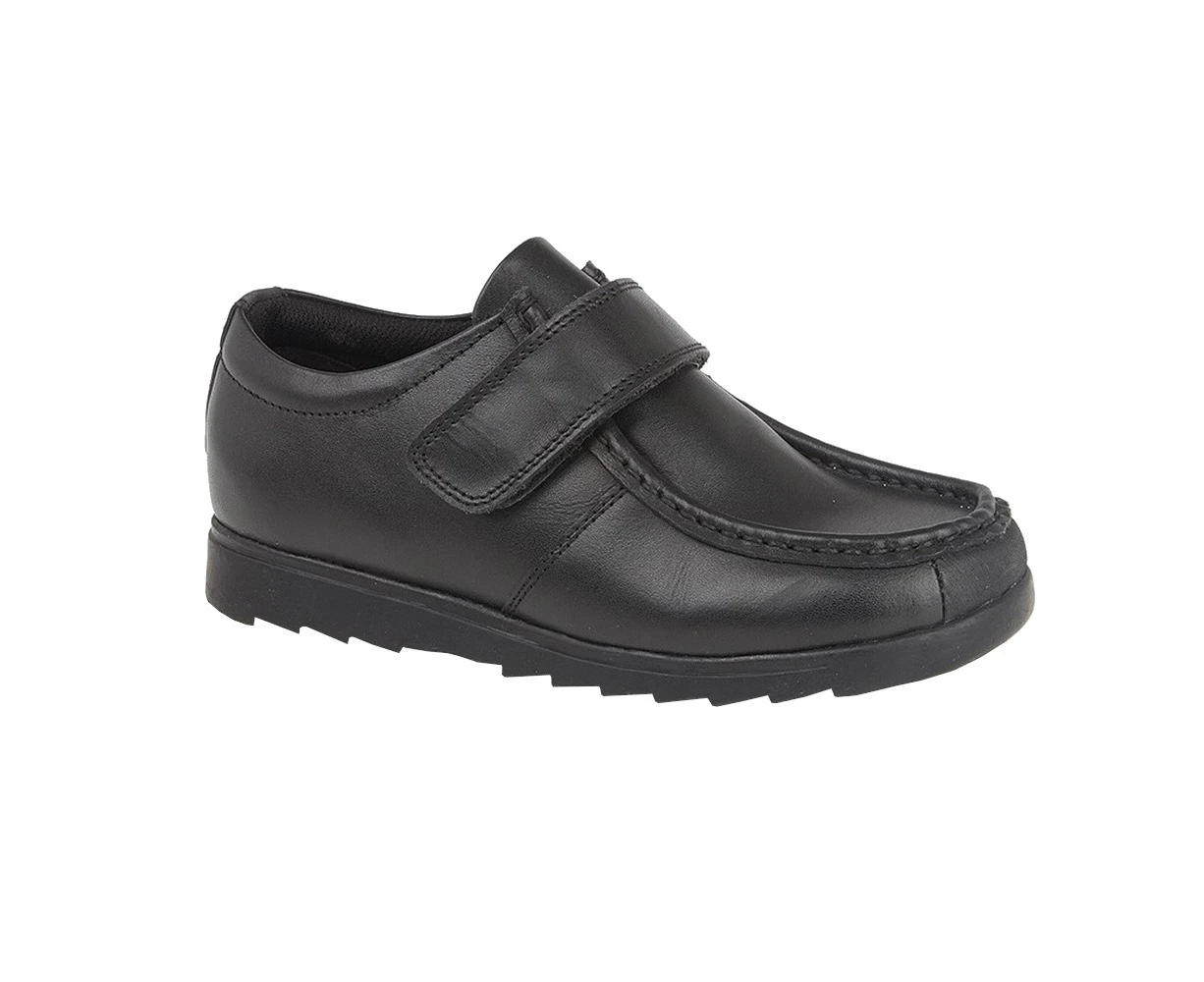 Roamers Boys Leather One Bar School Shoes (Black) - DF1853