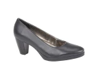 Mod Comfys Womens Plain Leather Heel Court Shoes (Black) - DF1892