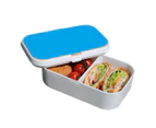 Lunch Box Food Container Snack Picnic Authentic Wood Strap Cutlery Turquoise