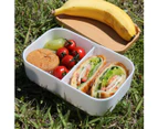 Lunch Box Food Container Snack Picnic Authentic Wood Strap Cutlery Lion Heads