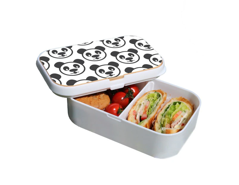 Lunch Box Food Container Snack Picnic Authentic Wood Strap Cutlery Lovely Panda