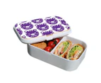 Lunch Box Food Container Snack Picnic Authentic Wood Strap Cutlery Purple Tigers