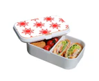 Lunch Box Food Container Snack Picnic Authentic Wood Strap Cutlery Red Sun