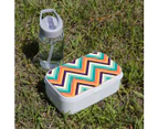 Lunch Box Food Container Picnic Authentic Wood Strap Cutlery Zigzag Rainbow