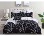 Tree Reversible Quilt/Doona/Duvet Cover Set(Double/Queen/King/Super King Size Bed) - Black M411