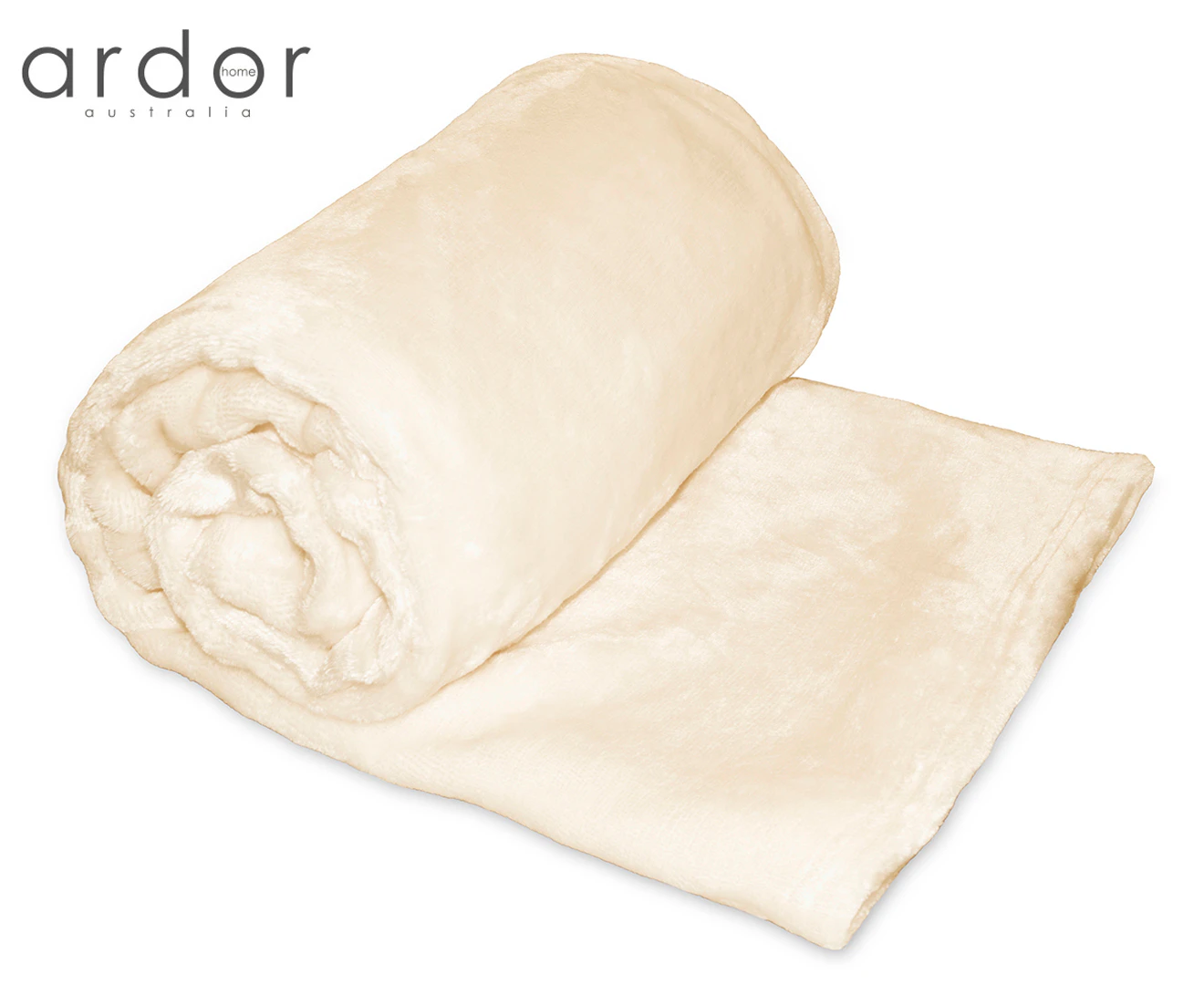 Ardor Boudoir 127x152cm Lucia Luxury Plush Velvet Throw - Ivory