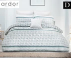 Ardor Boudoir Gemma Printed Embossed Double Bed Quilt Cover Set - Blue/Grey