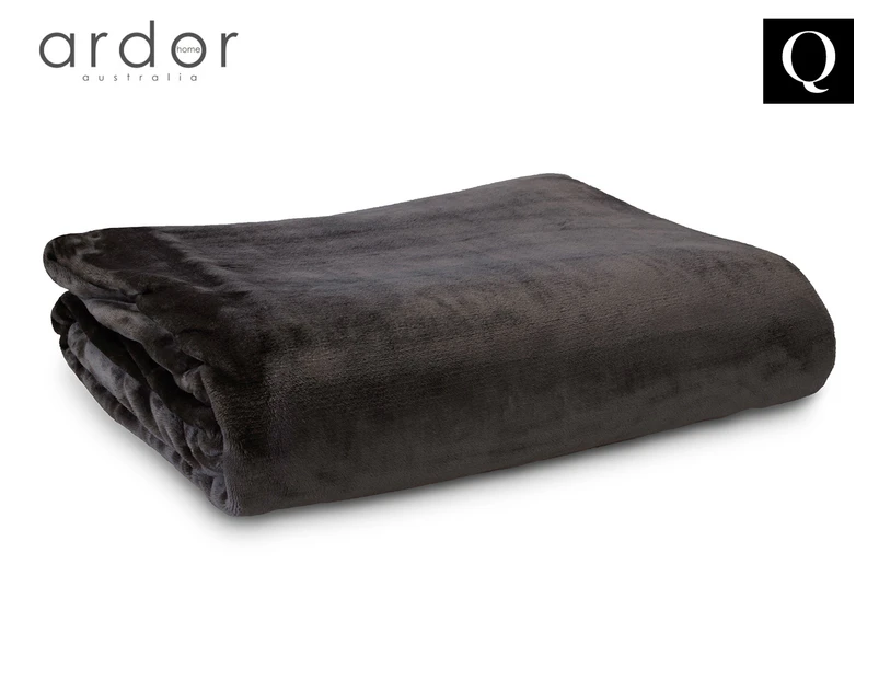 Ardor Boudoir 245x240cm Lucia Luxury QB Plush Velvet Blanket - Charcoal