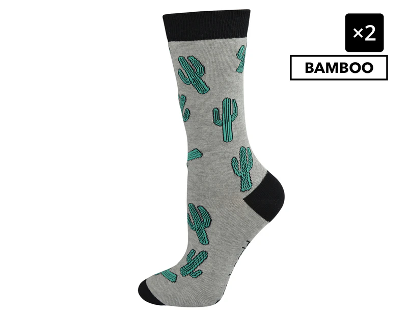 2 x Bamboozld Women's Cactus Bamboo Socks - Grey