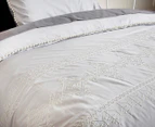 Ardor Lilah Embroidered Queen Bed Quilt Cover Set - Silver