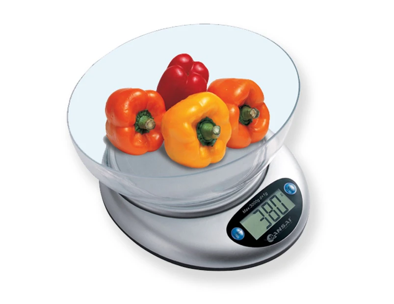 Sansai Digital Kitchen Scale w/ Bowl - Silver