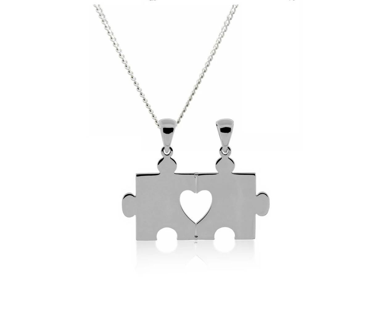 Sterling Silver Engravable Puzzle Break Pendant 45cm