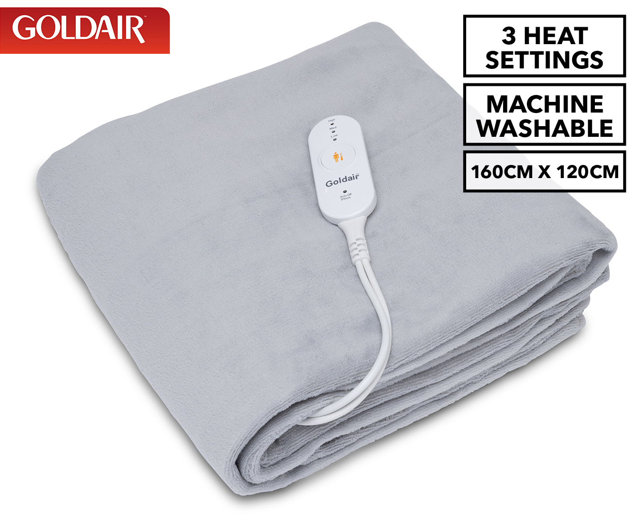 Goldair 160x120cm Heated Throw Blanket - Grey | Catch.com.au