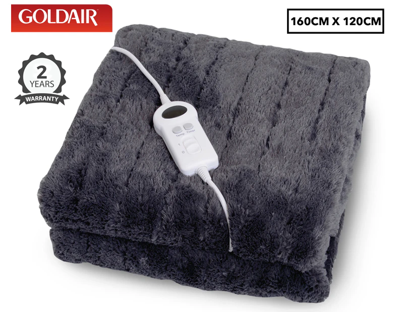 Goldair 160x120cm Heated Throw Blanket - Charcoal