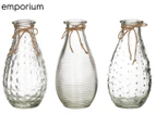 Set of 3 Emporium 14x5cm Sable Vases - Clear