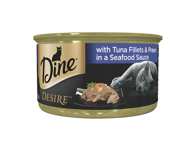 Dine Desire Tuna Fillets Prawn in Seafood Sauce 6 x 85g Cat Food