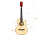 Melodic 38 Inch Wooden Folk Acoustic Guitar Classical Full Size Cutaway Full set Nature