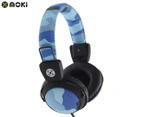 Moki Camo Headphones w/ In-Line Mic - Blue